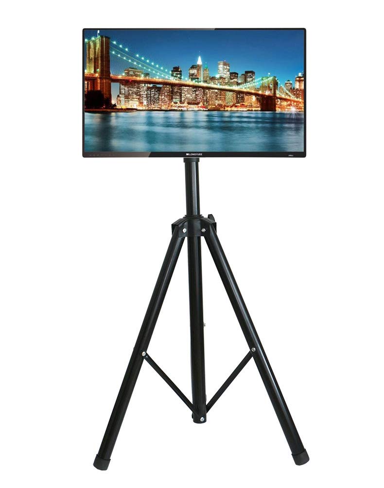 YFLY Black Tripod TV Display Portable Floor Stand Height Adjustable Mount for 32" to 55" Flat Screens - Image 1